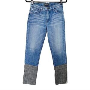 Ei8htdreams Tweed Zipper Hem Denim Jeans Size 25